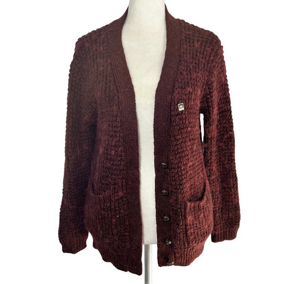 Obey No 89 Propaganda Alpaca Wool Blend Chunky Knit V-Neck Cardigan Size… - Picture 3 of 11